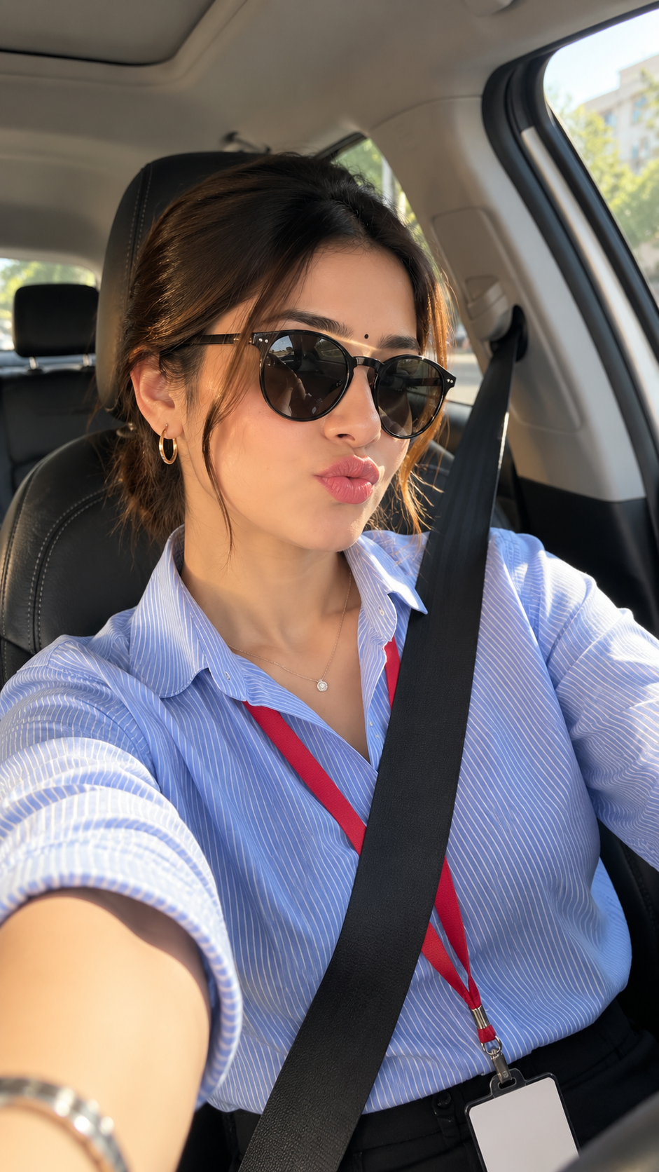 Kiara in a car