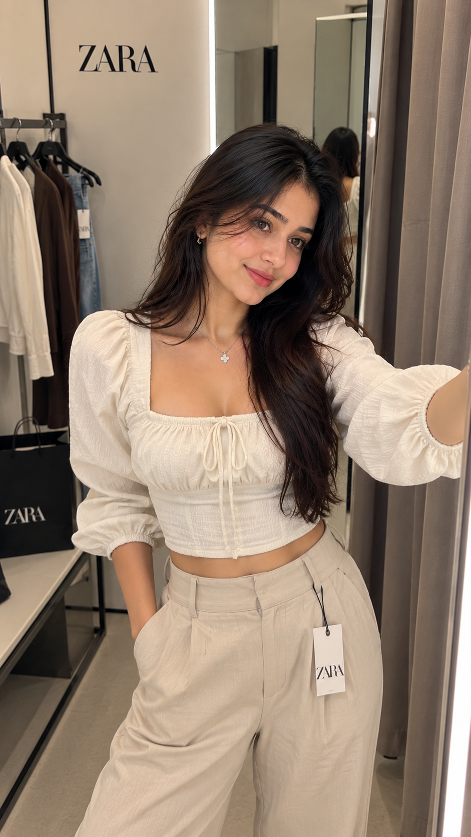 Kiara in a fitting room